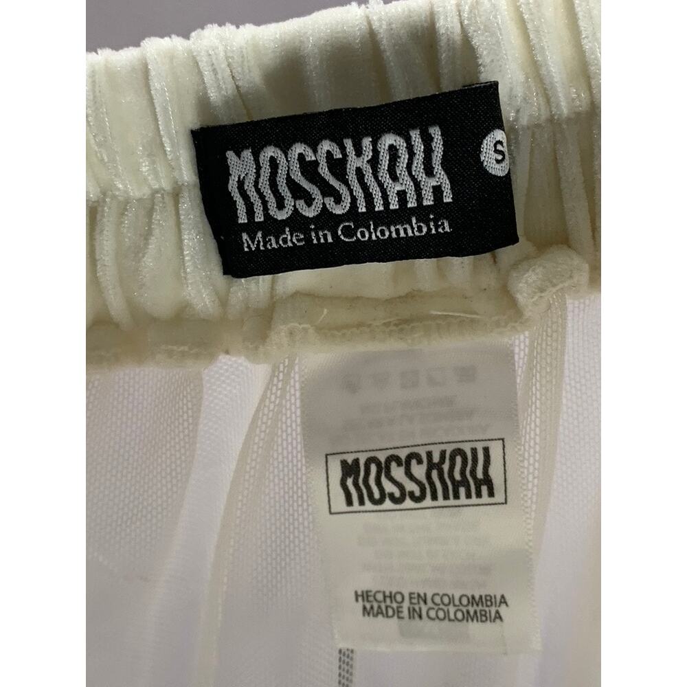 MOSSKAH Women's White Cream/Black Drawstring Striped Mesh Pant Cover Up SZ S - Picture 7 of 9